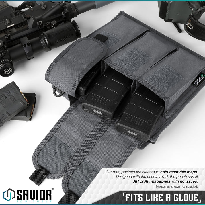 Fits Like a Glove - Our mag pockets are created to hold most rifle mags. Designed with the user in mind, the pouch can fit 30-40 round mags without any issues.#color_sw-gray