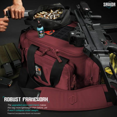 Robust Framework - The upgraded semi-rigid frame makes this bag more lightweight than before, yet it won't collapse under weight. Firearms & accessories shown not included.