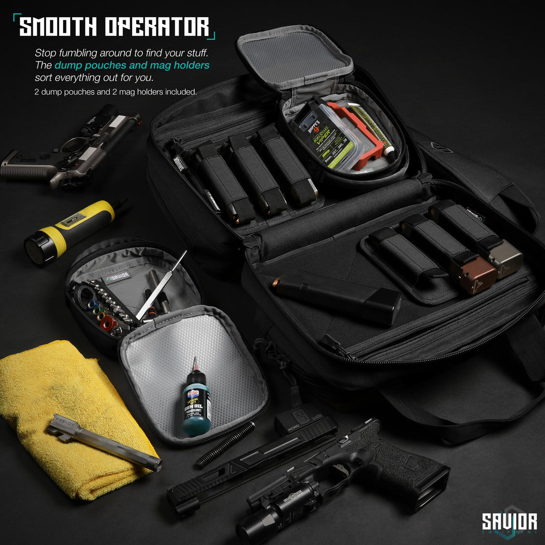 Smooth Operator - Stop fumbling around to find your stuff. The dump pouches and mag holders sort everything out for you. 2 dump pouches and 2 mag holders included.#color_obsidian-black