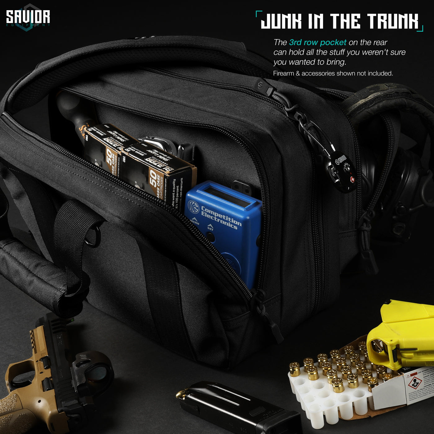 Junk In The Trunk - The 3rd row pocket on the rear can hold all the stuff you weren’t sure you wanted to bring. Firearms & accessories shown not included.