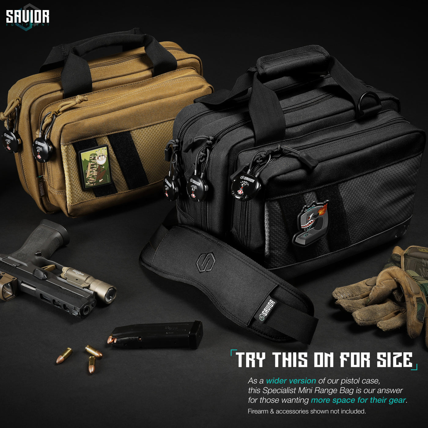 Try This On For Size - As a wider version of our Pistol Case, this Specialist Mini Range Bag is our answer for those wanting more space for their gear. Firearms & accessories shown not included.#color_obsidian-black