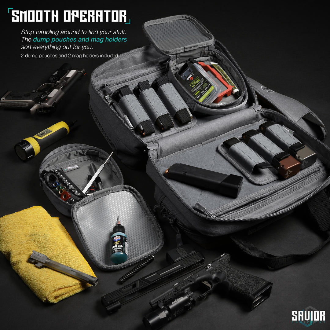 Smooth Operator - Stop fumbling around to find your stuff. The dump pouches and mag holders sort everything out for you. 2 dump pouches and 2 mag holders included.#color_sw-gray