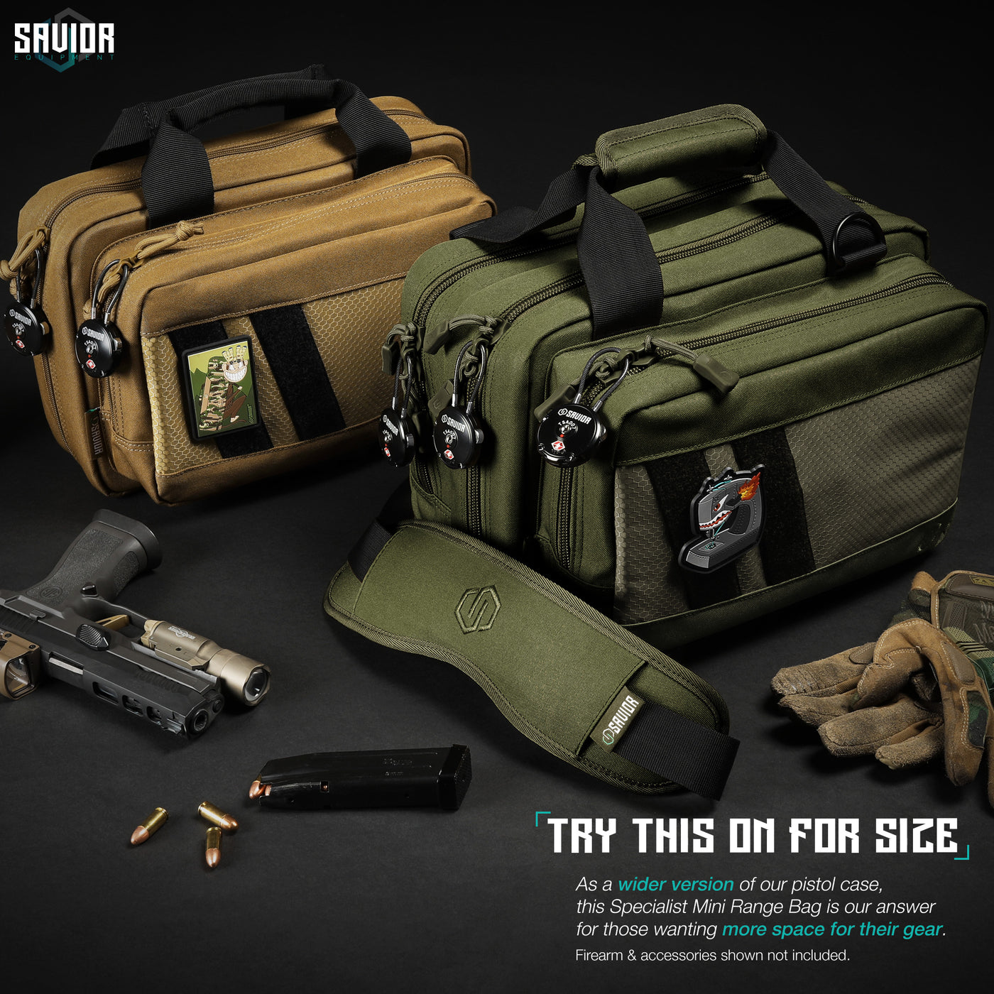 Try This On For Size - As a wider version of our Pistol Case, this Specialist Mini Range Bag is our answer for those wanting more space for their gear. Firearms & accessories shown not included.
