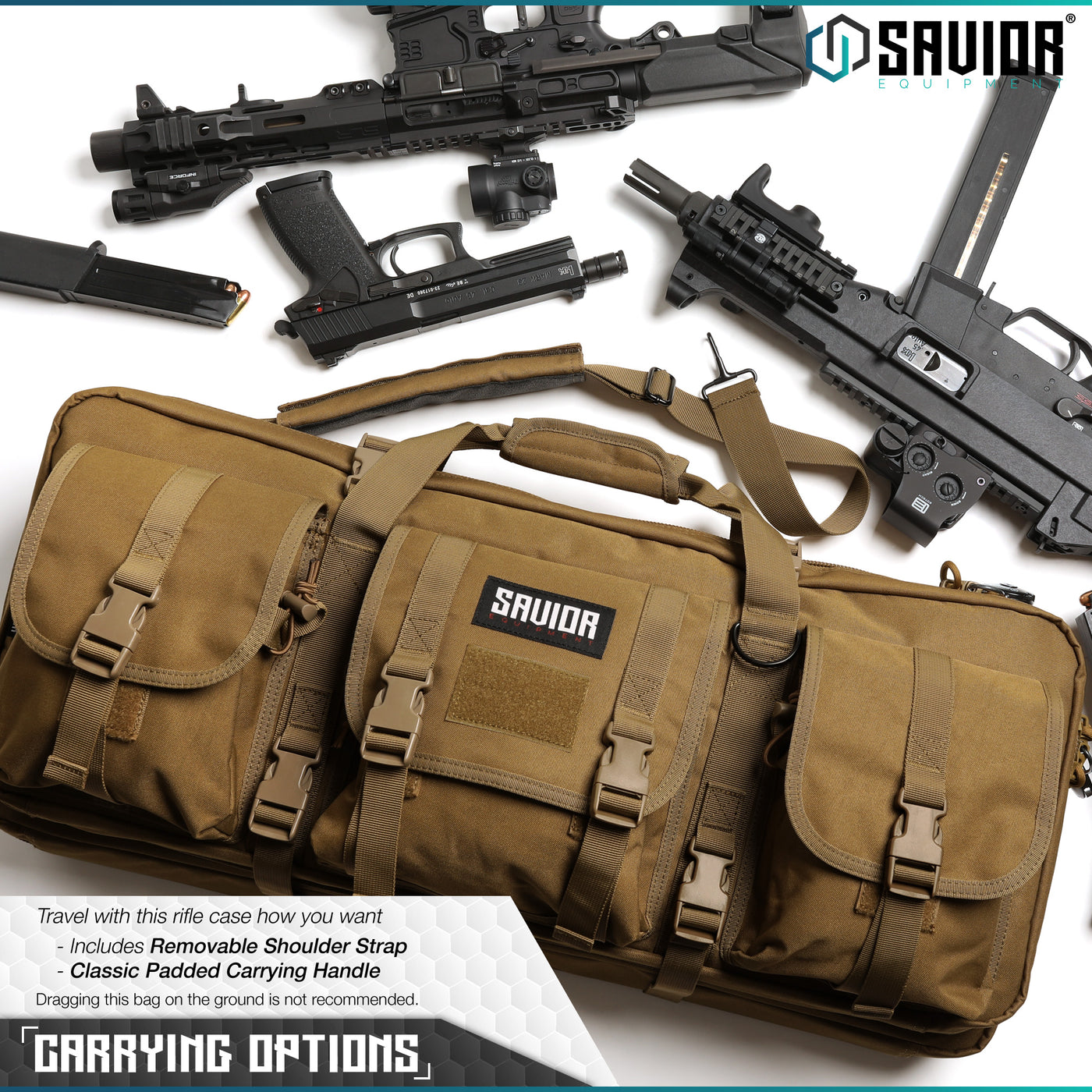 Carrying Options - Travel with this case however you want. Includes removable shoulder strap. Classic padded carrying handle. Dragging this bag on the groundis not recommended.