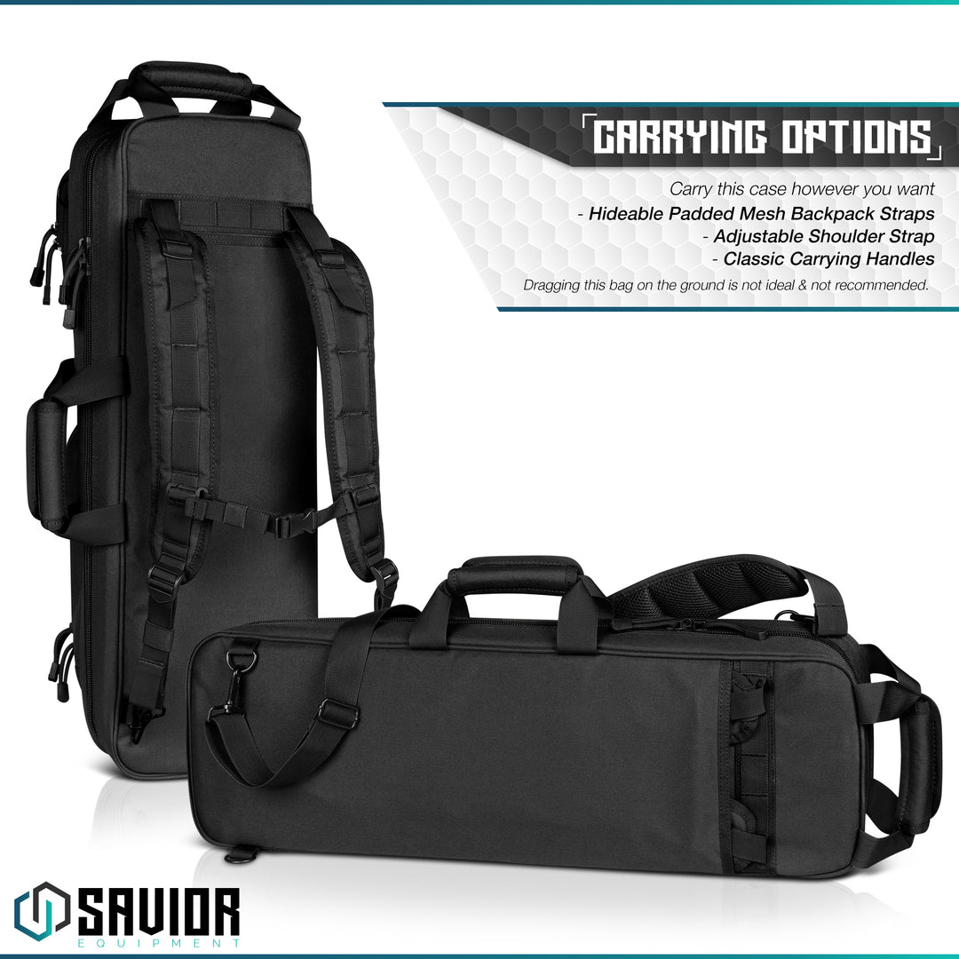Carrying Options - Carry this case however you want. Hideable padded mesh backpack straps. Adjustable shoulder strap. Classic carrying handles. Dragging this bag on the ground is not ideal and not recommended.#color_obsidian-black