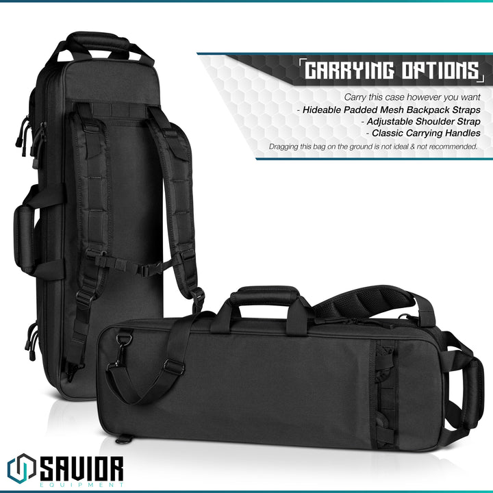 Carrying Options - Carry this case however you want. Hideable padded mesh backpack straps. Adjustable shoulder strap. Classic carrying handles. Dragging this bag on the ground is not ideal and not recommended.#color_obsidian-black