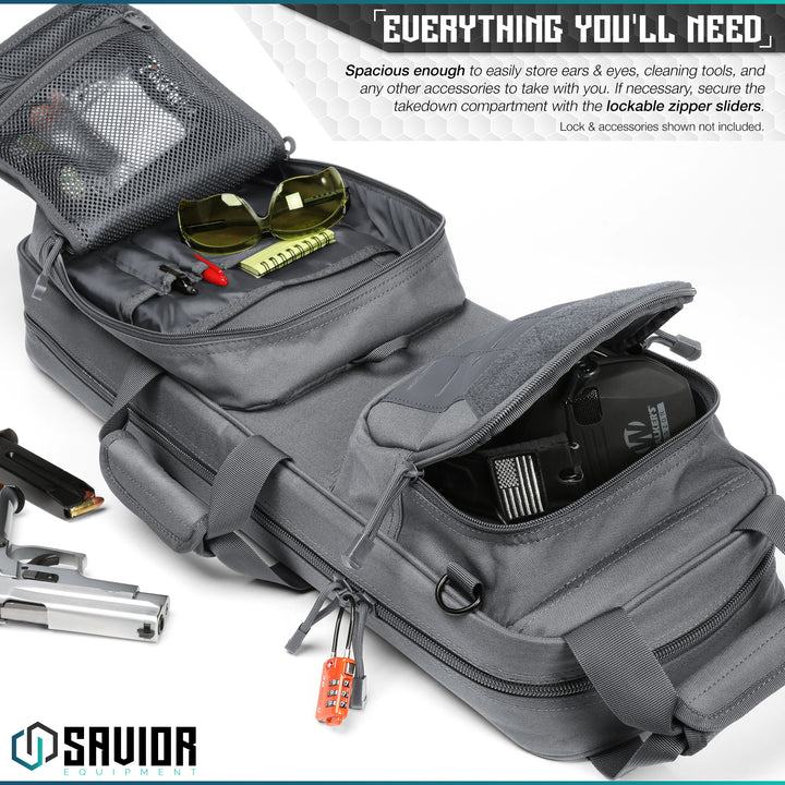 Everything You?€?ll Need - Spacious enough to easily store ears & eyes, cleaning tools, and any other accessories to take with you. If necessary, secure the carbine compartment with the lockable zipper sliders. Lock & accessories shown not included.#color_sw-gray