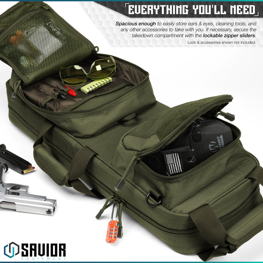 Everything You?€?ll Need - Spacious enough to easily store ears & eyes, cleaning tools, and any other accessories to take with you. If necessary, secure the carbine compartment with the lockable zipper sliders. Lock & accessories shown not included.#color_od-green