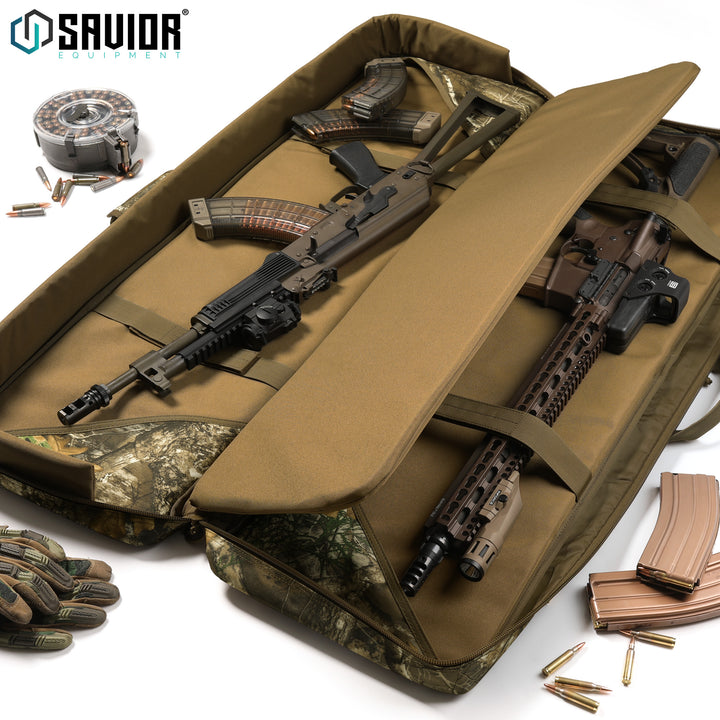 Two Rifle Slots - 1000D fabric along with padding all throughout the compartment keeps your firearms fully protected. Accessories shown not included.#color_realtree-edge