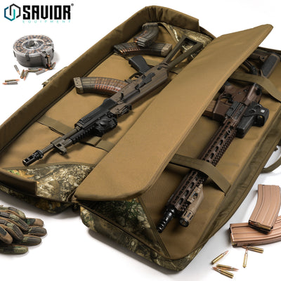 Two Rifle Slots - 1000D fabric along with padding all throughout the compartment keeps your firearms fully protected. Accessories shown not included.
