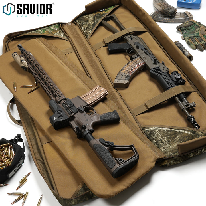 Keep'Em Separated - This updated version lays completely flat without putting pressure on the zippers. The removable divider keeps your firearms separated and works as an additional mat. Accessories shown not included.#color_realtree-edge