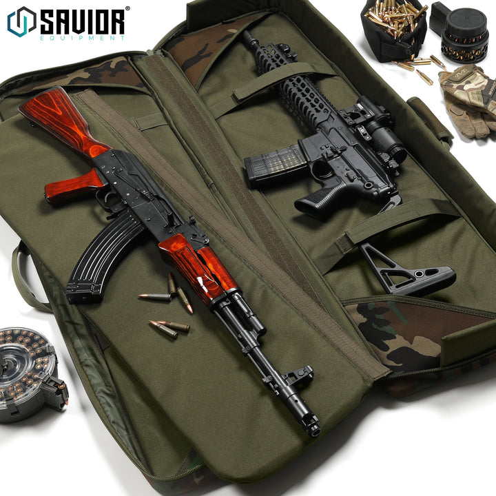 Keep'Em Separated - This updated version lays completely flat without putting pressure on the zippers. The removable divider keeps your firearms separated and works as an additional mat. Accessories shown not included.#color_m81-woodland