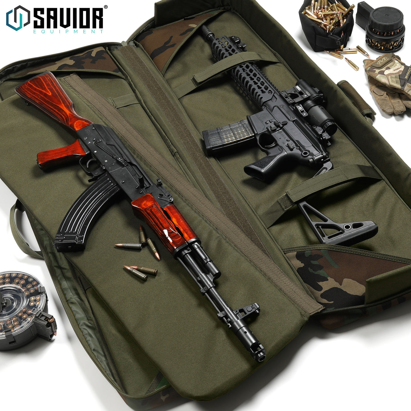 Keep'Em Separated - This updated version lays completely flat without putting pressure on the zippers. The removable divider keeps your firearms separated and works as an additional mat. Accessories shown not included.