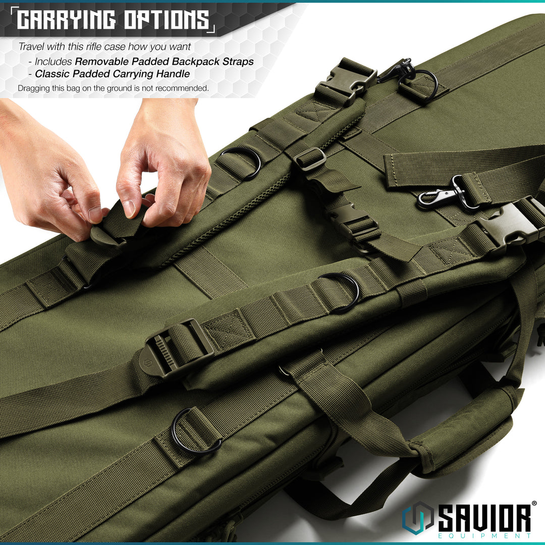 Carrying Options - Travel with this case however you want. Includes removable padded backpack straps. Classic padded carrying handle. Dragging this bag on the ground is not recommended.#color_od-green