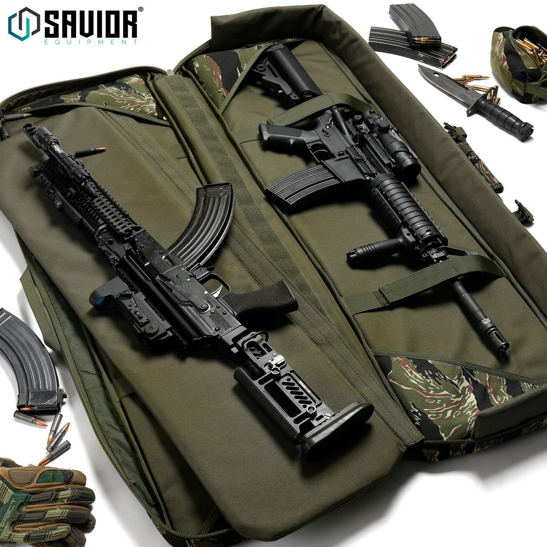 Keep'Em Separated - This updated version lays completely flat without putting pressure on the zippers. The removable divider keeps your firearms separated and works as an additional mat. Accessories shown not included.#color_tiger-stripe
