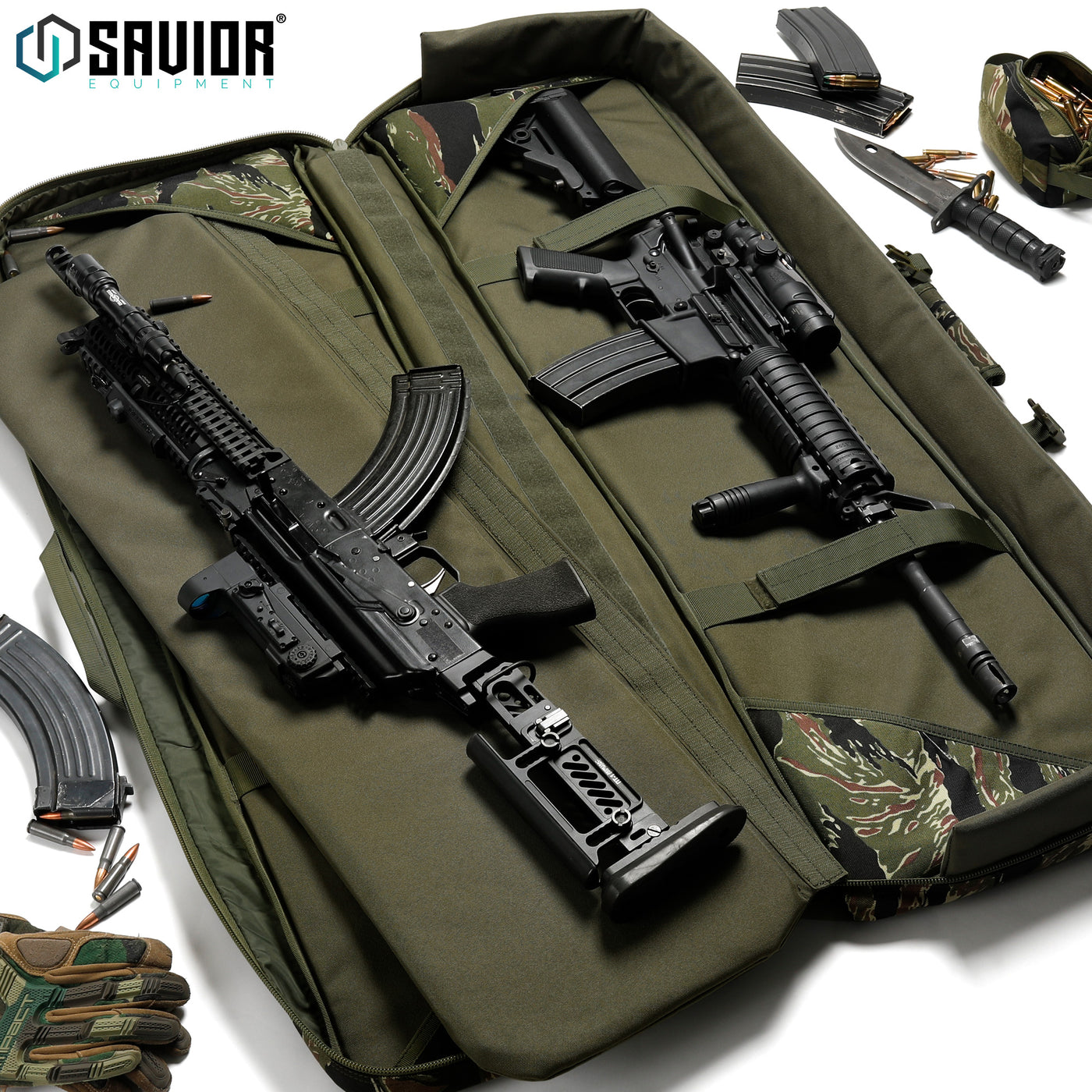 Keep'Em Separated - This updated version lays completely flat without putting pressure on the zippers. The removable divider keeps your firearms separated and works as an additional mat. Accessories shown not included.