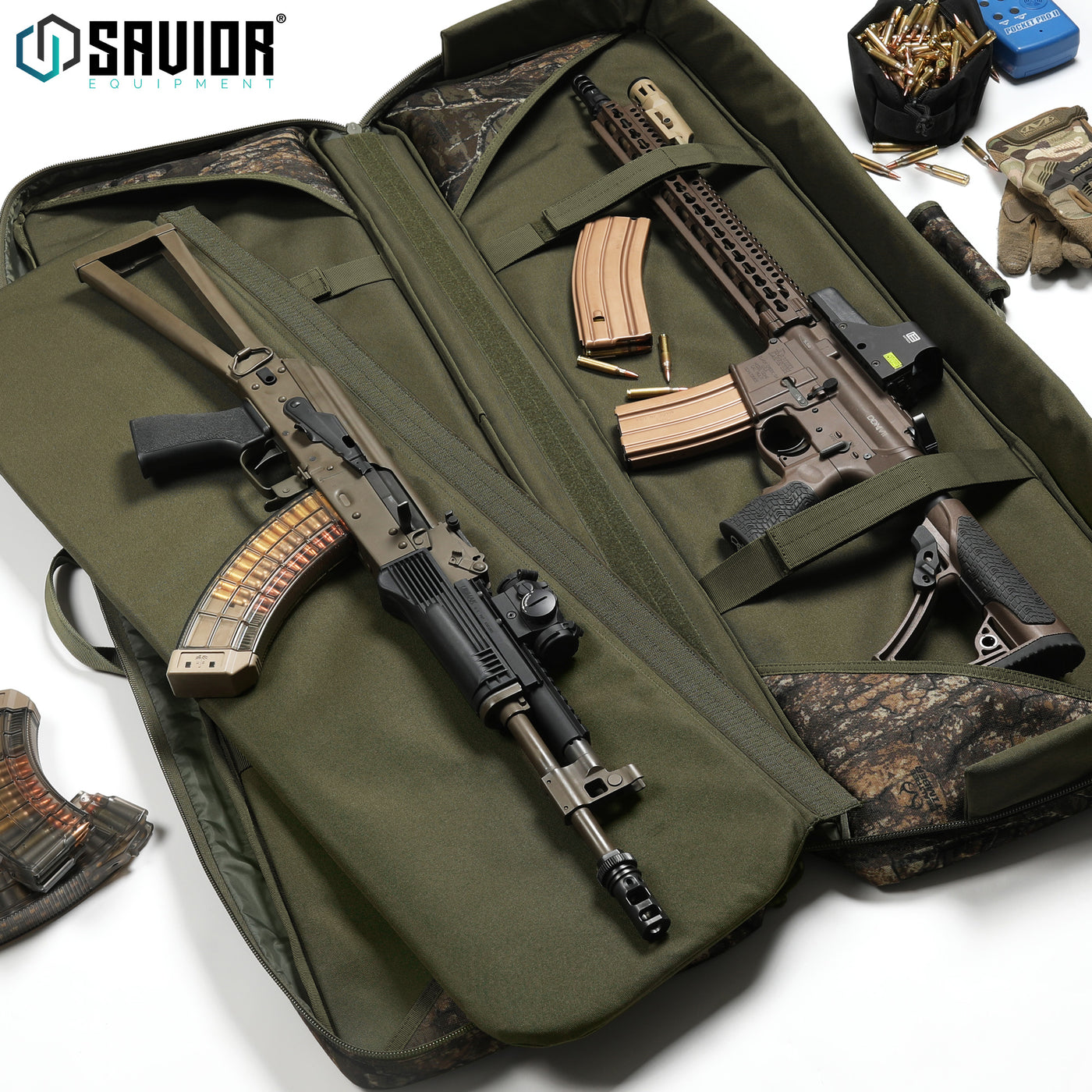 Keep'Em Separated - This updated version lays completely flat without putting pressure on the zippers. The removable divider keeps your firearms separated and works as an additional mat. Accessories shown not included.