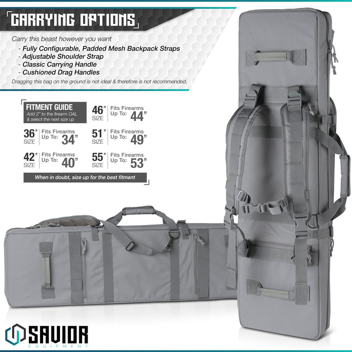Carrying Options - Carry this beast however you want. Fully configurable, padded mesh backpack straps. Adjustable shoulder strap. Classic carrying handle. Cushioned drag handles. Dragging this bag on the ground is not ideal and there is not recommended.#color_sw-gray