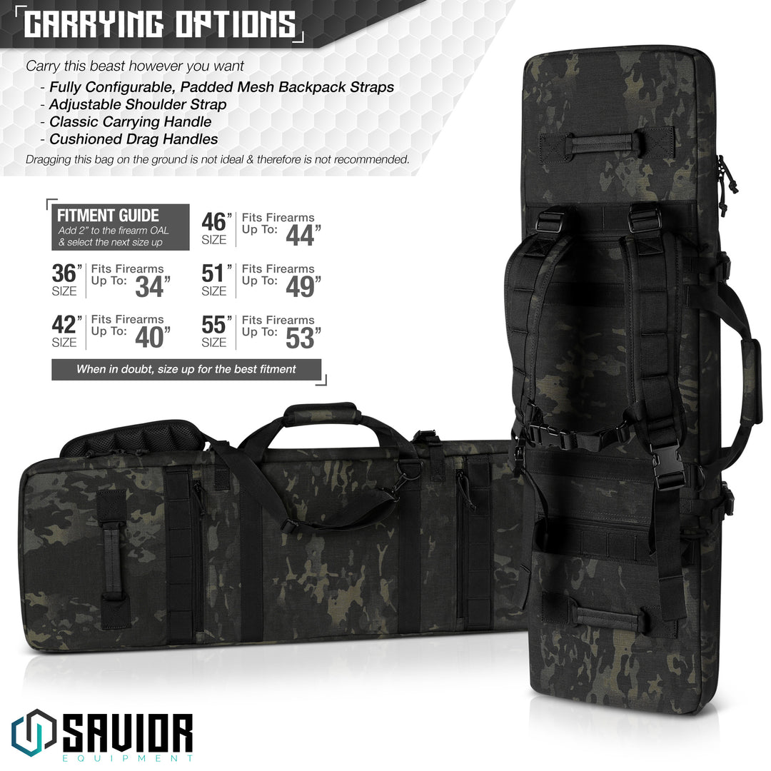 Carrying Options - Carry this beast however you want. Fully configurable, padded mesh backpack straps. Adjustable shoulder strap. Classic carrying handle. Cushioned drag handles. Dragging this bag on the ground is not ideal and there is not recommended.#color_multicam-black