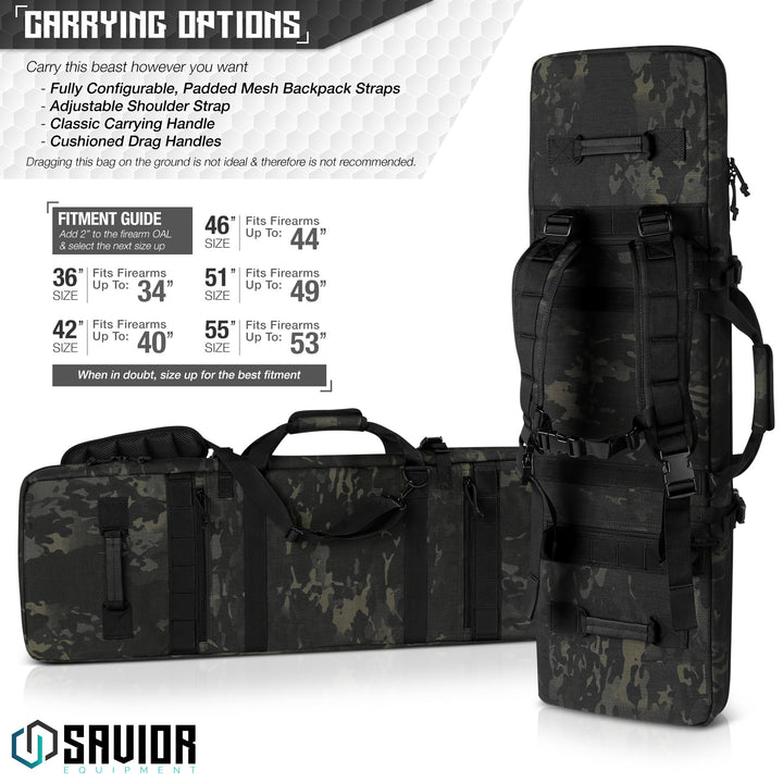Carrying Options - Carry this beast however you want. Fully configurable, padded mesh backpack straps. Adjustable shoulder strap. Classic carrying handle. Cushioned drag handles. Dragging this bag on the ground is not ideal and there is not recommended.#color_multicam-black