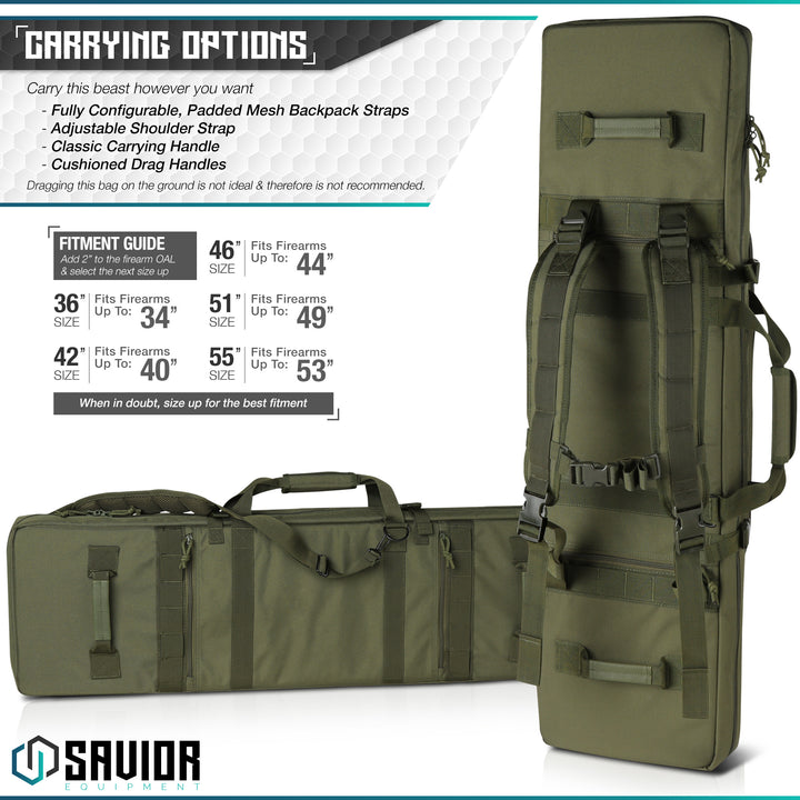 Carrying Options - Carry this beast however you want. Fully configurable, padded mesh backpack straps. Adjustable shoulder strap. Classic carrying handle. Cushioned drag handles. Dragging this bag on the ground is not ideal and there is not recommended.#color_od-green