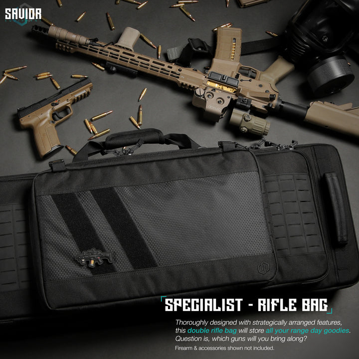 Specialist - Rifle Bag - Throughly designed with strategically arranged features, this double rifle bag will store all your range day goodies. Question is, which guns will you bring along? Firearms & accessories shown not included.#color_obsidian-black
