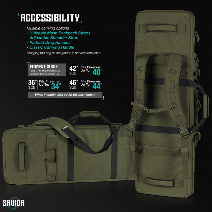 Accessibility - Multiple carrying options. Hideable mesh backpack straps. Adjustable shoulder strap. Padded drag handles. Classic carrying handle. Dragging this bag on the ground is not recommended.#color_od-green