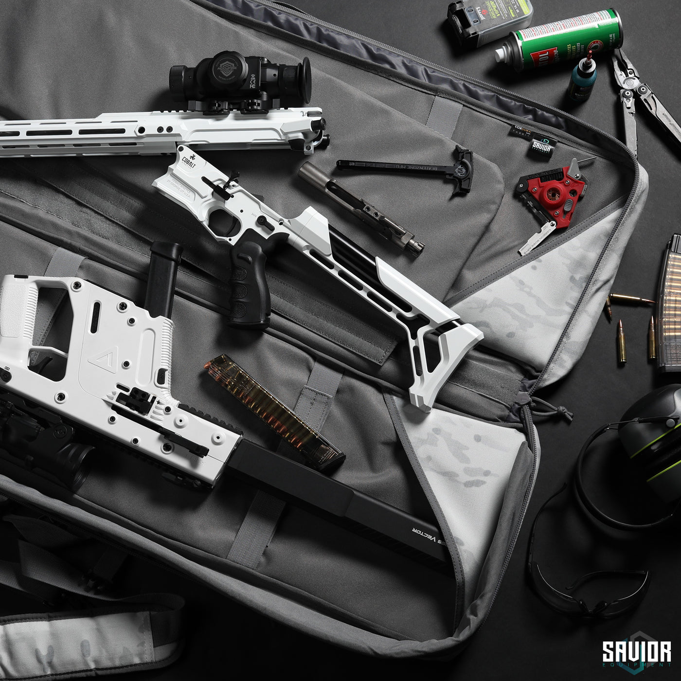 Removable Divider - Separate Your Firearms Into Its Own Personal Compartment or Use it as an Additional Mat when Removed. Upgraded design allows bag to lay completely flat. Firearms shown not included.#color_multicam-alpine