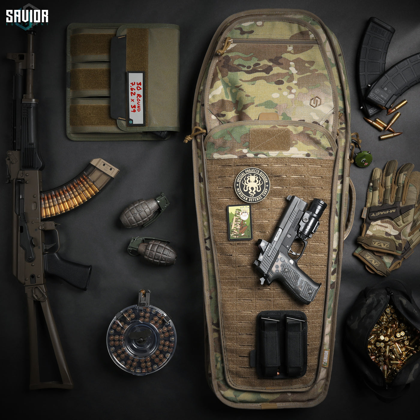 Two-Faced Front - Beneath the original coffin front cover reveals an alternative tactical cover that provides instant access to essentials at a moments notice. Firearms & accessories shown not included.