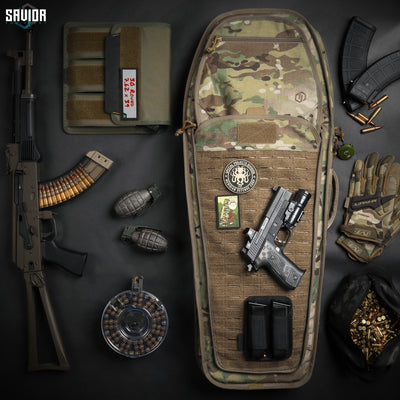 Two-Faced Front - Beneath the original coffin front cover reveals an alternative tactical cover that provides instant access to essentials at a moments notice. Firearms & accessories shown not included.