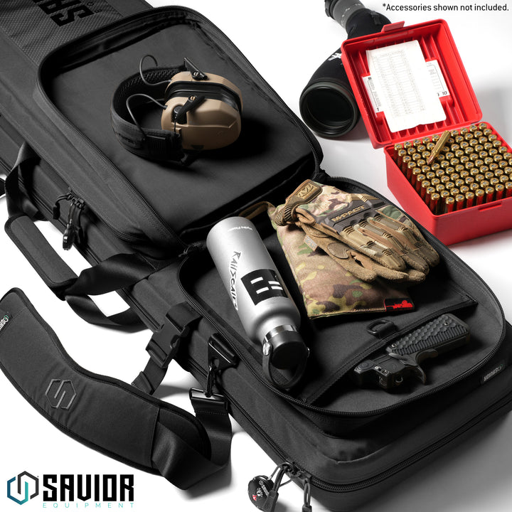 Specialist - LRP - Thoroughly designed with a specific shooter in mind, this long-range precision rifle bag is purposefully built to secure all your range day necessities. Firearms shown not included. Black #color_obsidian-black
