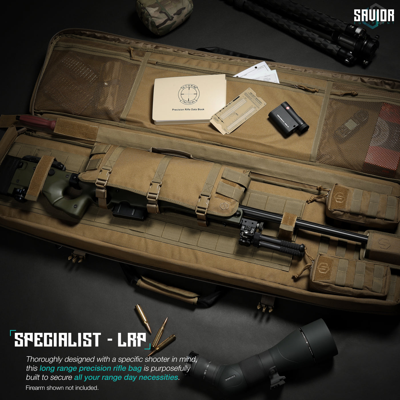 Specialist - LRP - Thoroughly designed with a specific shooter in mind, this long-range precision rifle bag is purposefully built to secure all your range day necessities. Firearms shown not included.