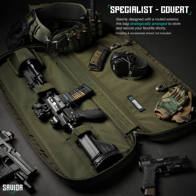 Specialist - Covert - Seemly designed with a muted exterior, this bag strategically arranged to store and secure your favorite shorty. Firearms & accessories shown not included.