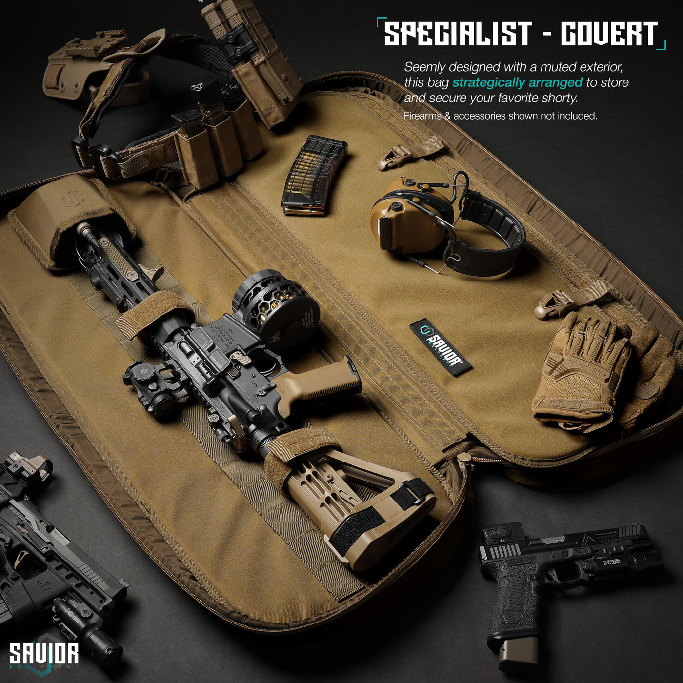 Specialist - Covert - Seemly designed with a muted exterior, this bag strategically arranged to store and secure your favorite shorty. Firearms & accessories shown not included.