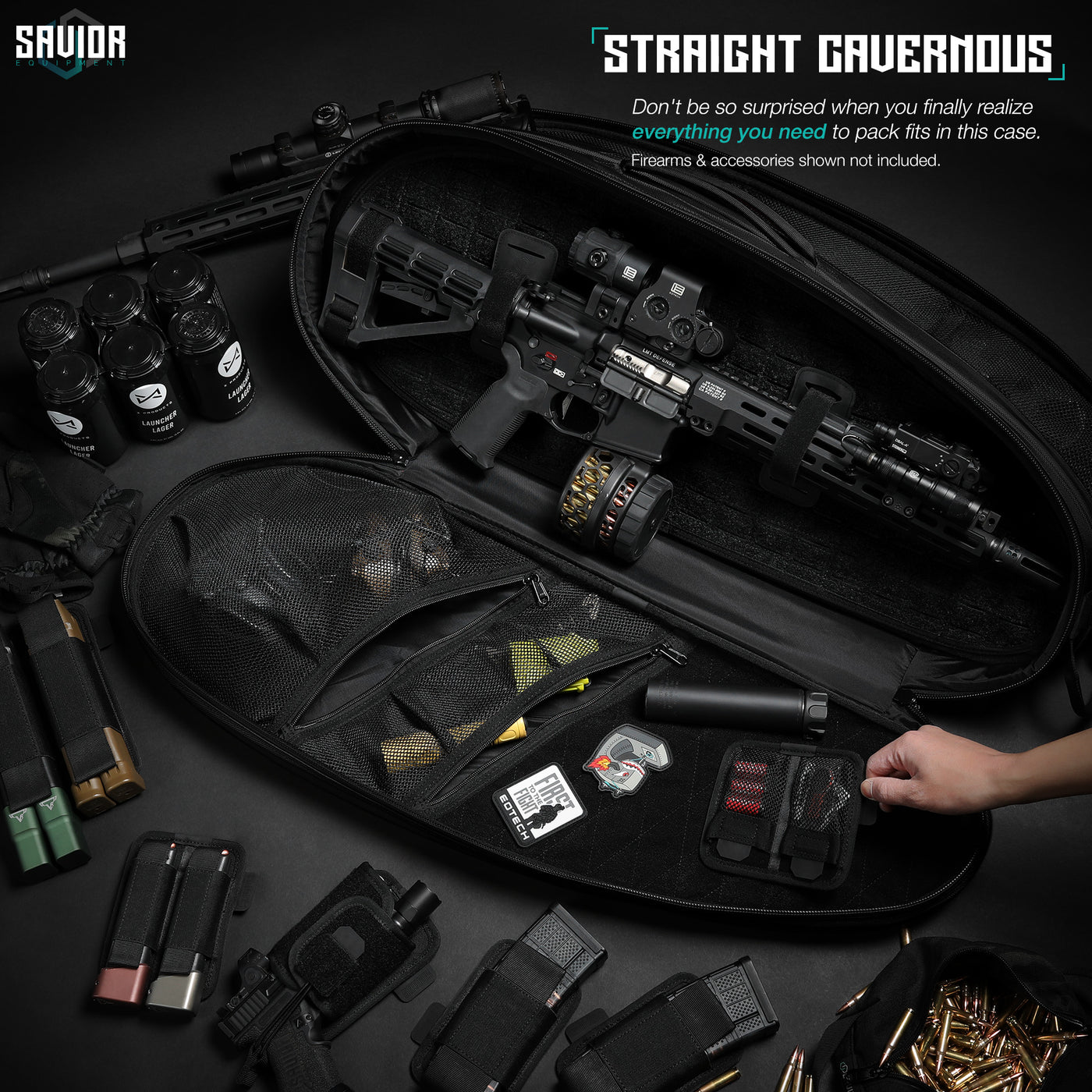 Straight Cavernous - Don’t be so surprised when you finally realize everything you need to pack fits in this one case. Firearms & accessories shown not included.