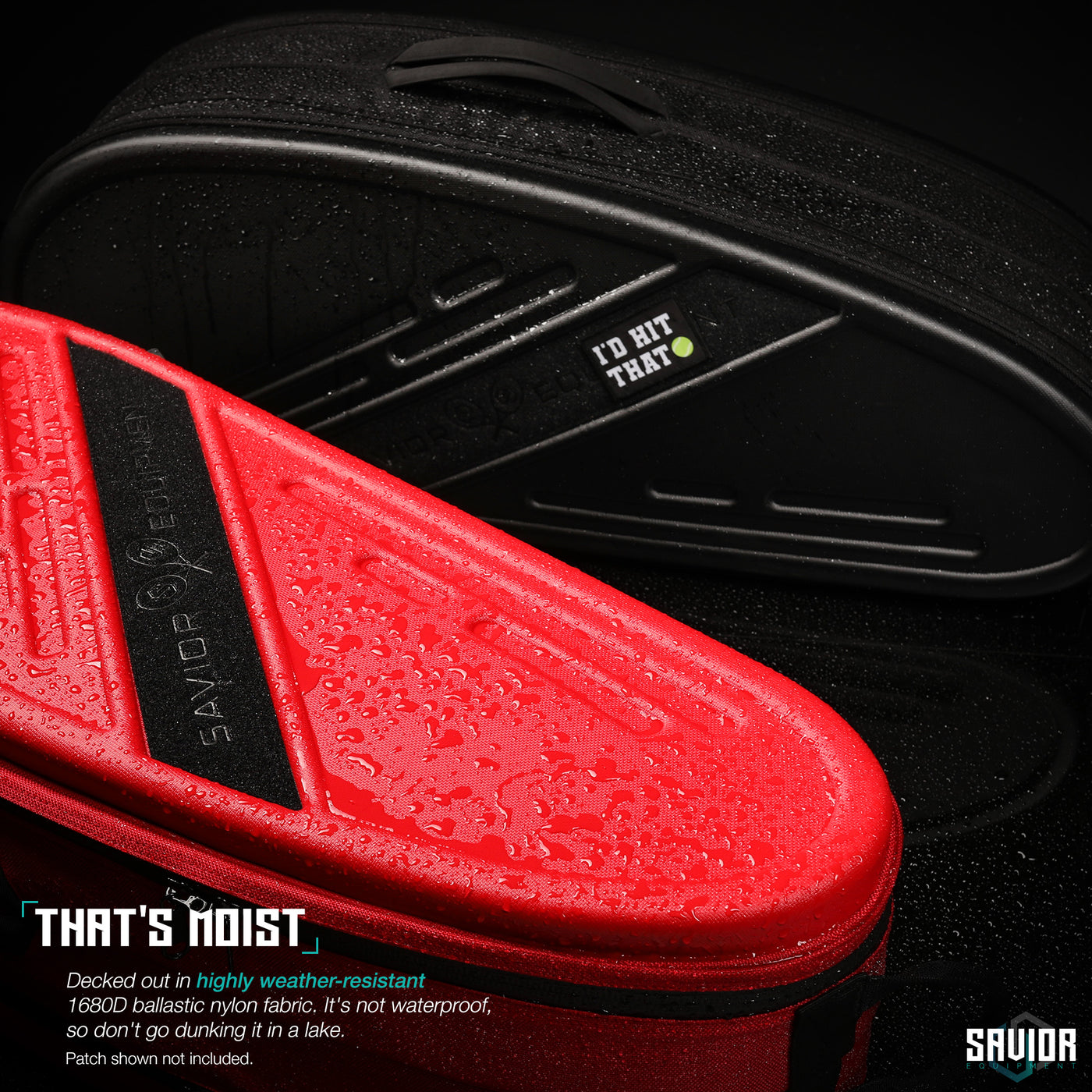 That’s Moist - Decked out in 1680D ballistic nylon fabric, this case is highly weather-resistant. It’s not waterproof, so don’t go dunking it in a lake. Patch shown not included.#color_obsidian-black