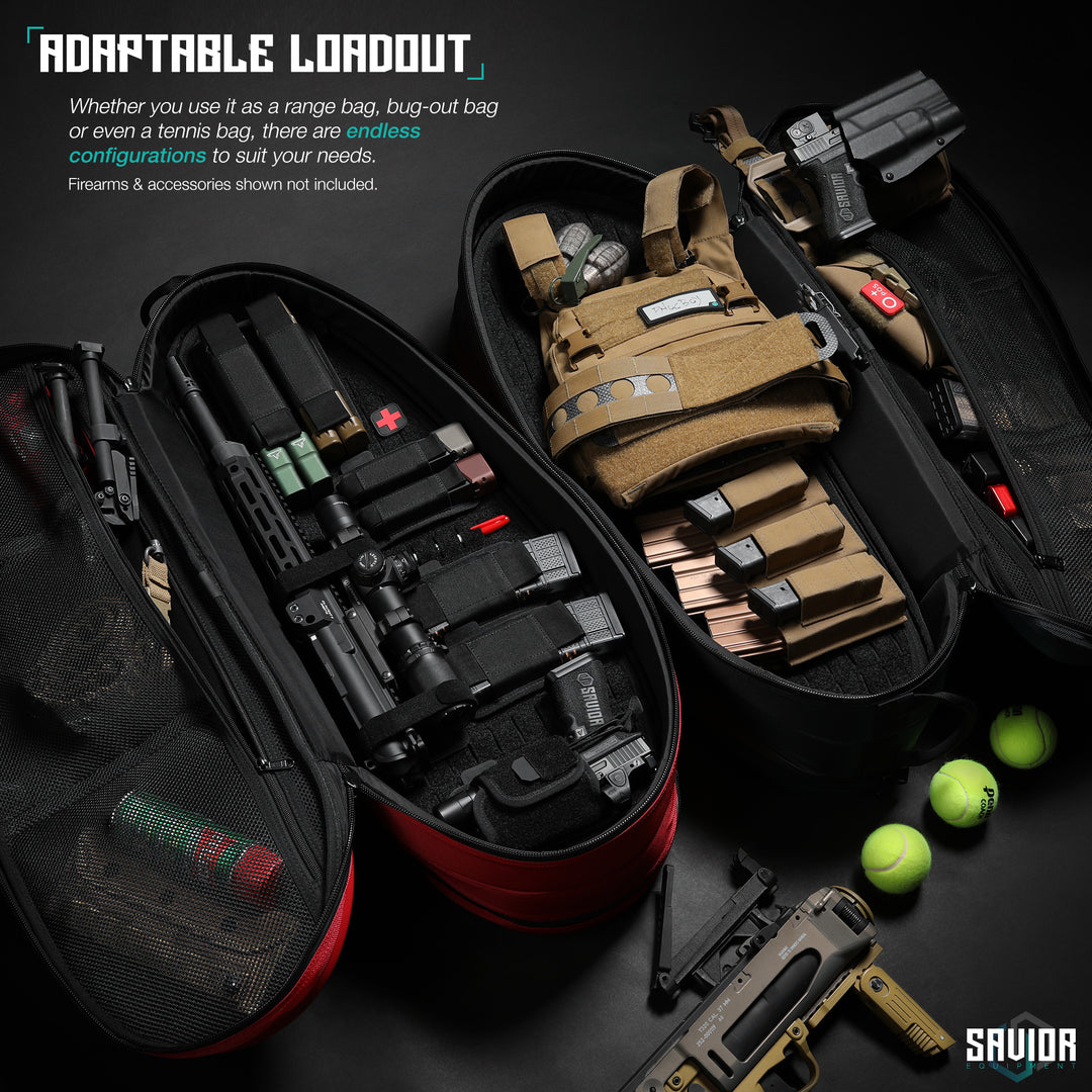 Adaptable Loadout - Whether you use it as a range bag, bug-out bag or even a tennis bag, there are endless configurations to suit your needs. Firearms & accessories shown not included.#color_carmine-red