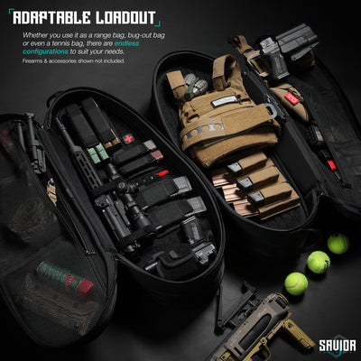 Adaptable Loadout - Whether you use it as a range bag, bug-out bag or even a tennis bag, there are endless configurations to suit your needs. Firearms & accessories shown not included.#color_obsidian-black
