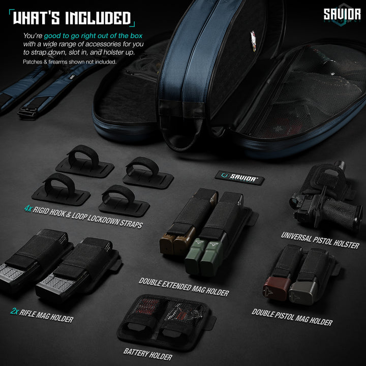 What?€?s Included - You?€?re good to go right out of the box with a wide range of accessories for you to strap down, slot in, and holster up. Patches & firearms shown not included.#color_midnight-blue