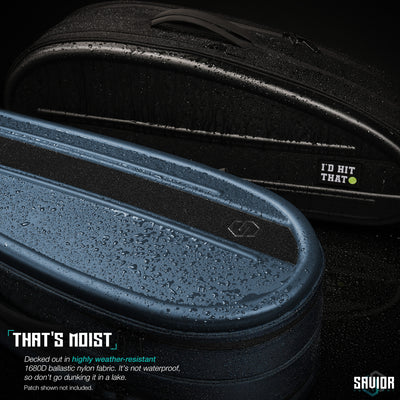 That?€?s Moist - Decked out in 1680D ballistic nylon fabric, this case is highly weather-resistant. It?€?s not waterproof, so don?€?t go dunking it in a lake. Patch shown not included.#color_midnight-blue