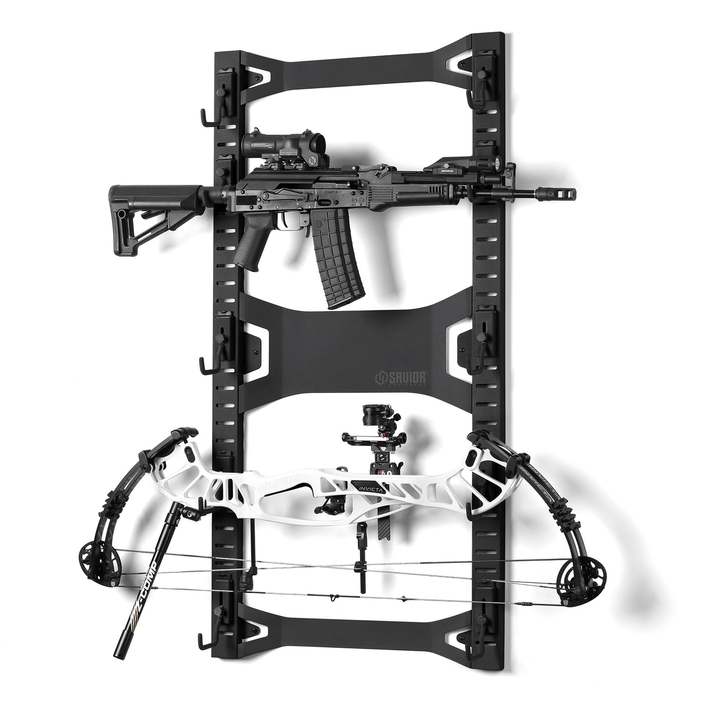 Horizontal Wall-Mounted Rack w/ 5 Set Hooks - Black#color_obsidian-black