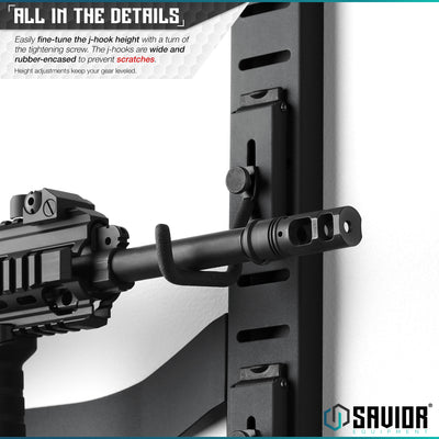 All In The Details - Easily fine-tune the j-hook height with a turn of the tightening screw. The j-hooks are rubber-encased to prevent scratches. Height Adjustments keep your gear leveled.#color_obsidian-black