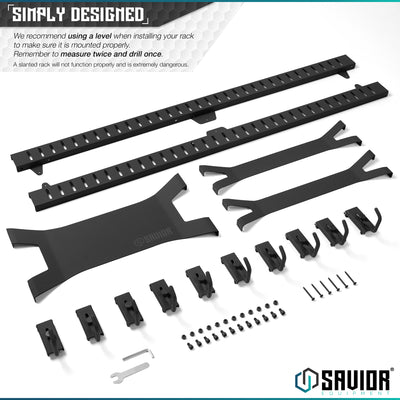Simply Designed - We recommend using a level when installing your rack to make sure it is mounted properly. Remember to measure twice and drill once. A slanted rack will not function properly and is extremely dangerous.#color_obsidian-black