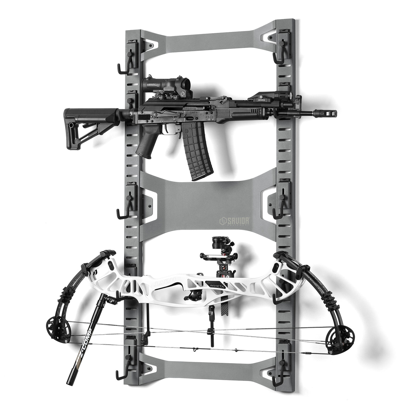 Horizontal Wall-Mounted Rack w/ 5 Set Hooks - Gray#color_sw-gray
