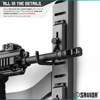 All In The Details - Easily fine-tune the j-hook height with a turn of the tightening screw. The j-hooks are rubber-encased to prevent scratches. Height Adjustments keep your gear leveled.#color_sw-gray
