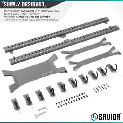 Simply Designed - We recommend using a level when installing your rack to make sure it is mounted properly. Remember to measure twice and drill once. A slanted rack will not function properly and is extremely dangerous.#color_sw-gray