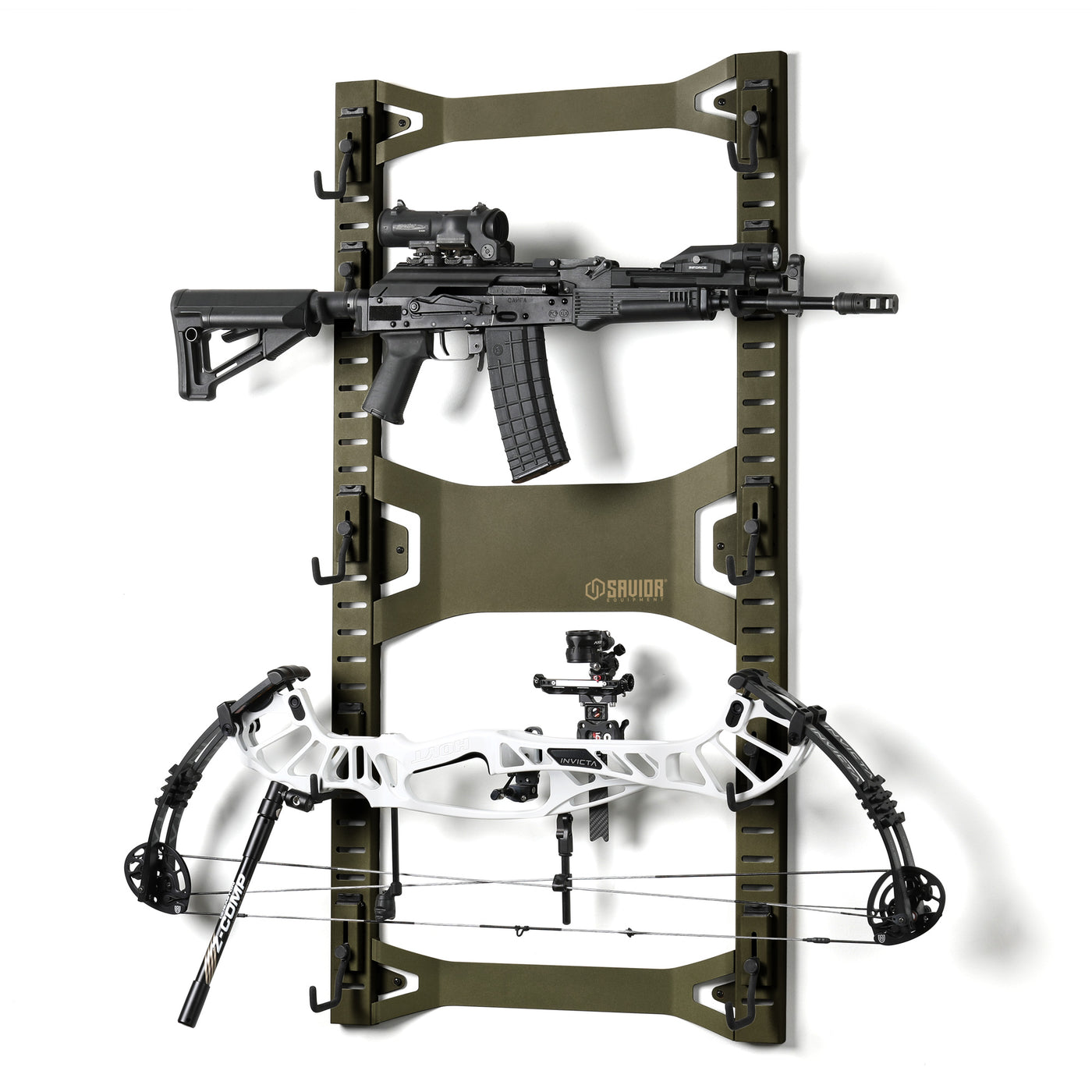 Horizontal Wall-Mounted Rack w/ 5 Set Hooks - Green#color_od-green