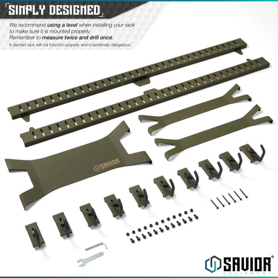 Simply Designed - We recommend using a level when installing your rack to make sure it is mounted properly. Remember to measure twice and drill once. A slanted rack will not function properly and is extremely dangerous.#color_od-green
