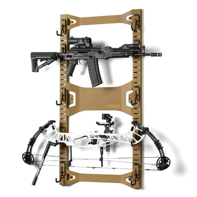 Horizontal Wall-Mounted Rack w/ 5 Set Hooks - Tan#color_ral-8000-tan