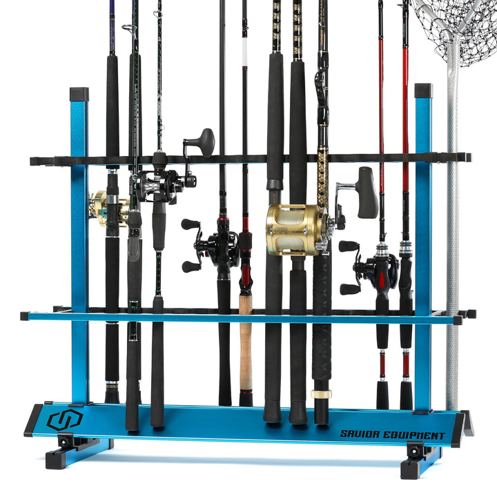 Fishing Rod Rack - Version II - 36-Slot - Blue#color_ocean-blue#size_36-slot